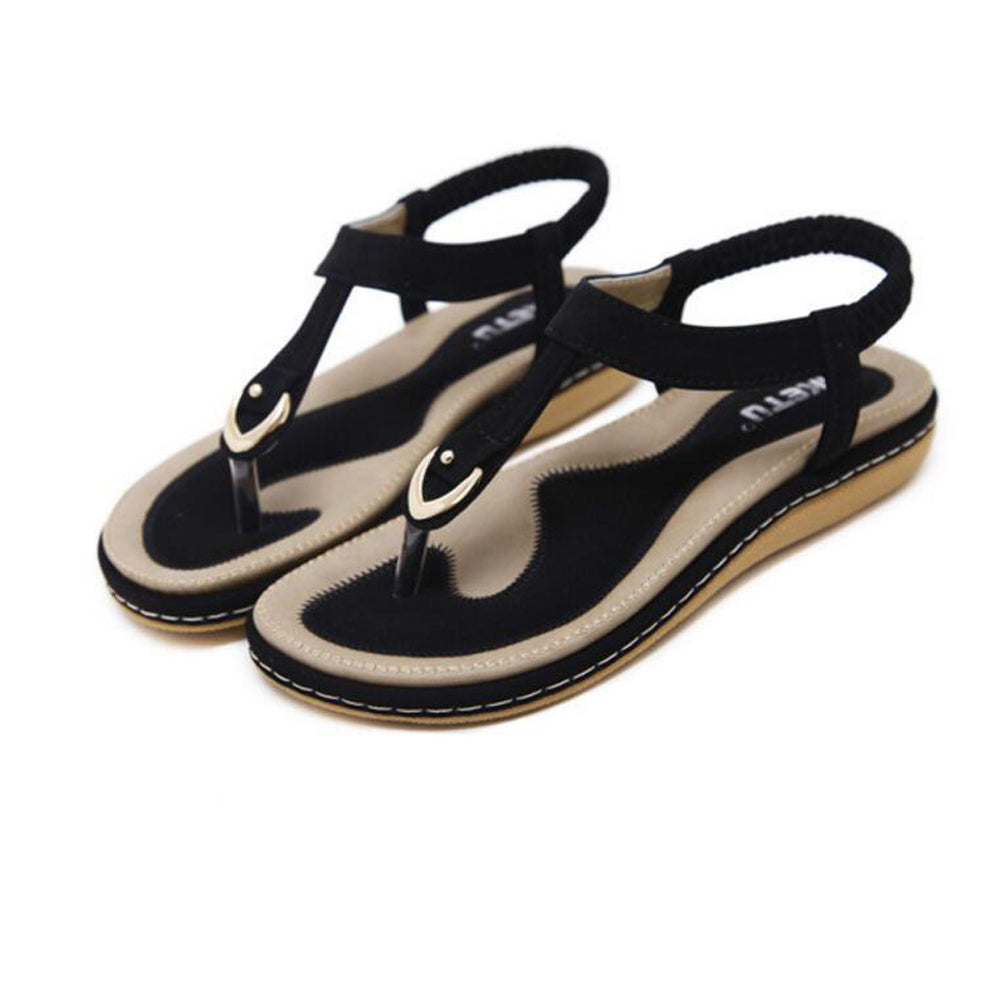 Women's Bohemia Flip Flops Summer Beach T-Strap Flat Sandals Comfort Walking Shoes
