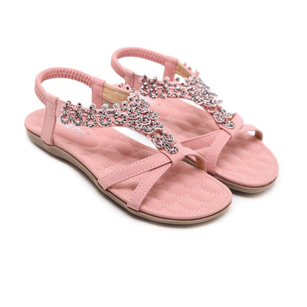 Women summer Bohemia Sandal T-Strap Elastic Back Beach Flip Flops Sandals