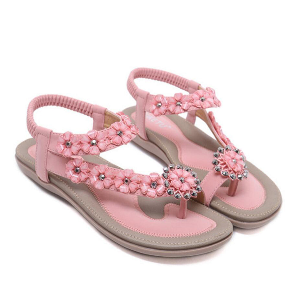 Women's Elastic Sparkle Flip Flops Summer Beach Thong Flat Sandals Shoes